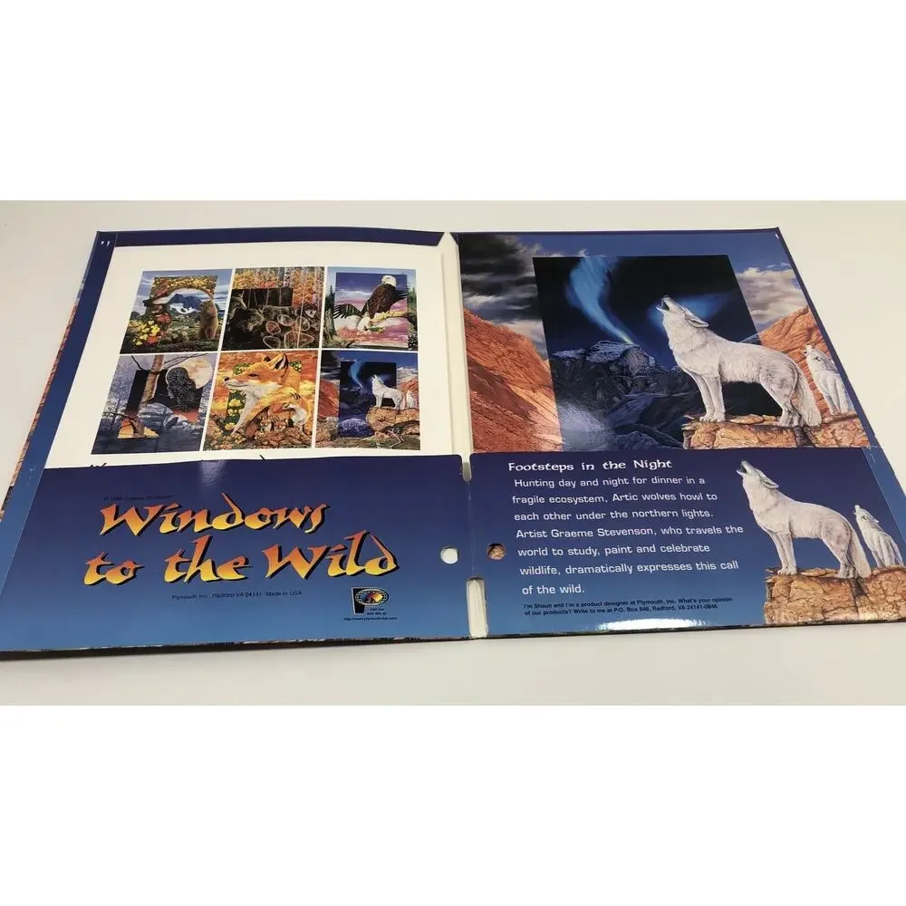 2 Vtg Animal Folders‎ 6 Posters USA Fox Owl Wolves Windows To The Wild 1996